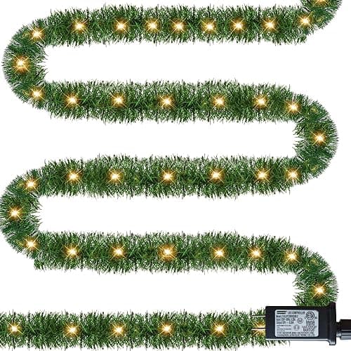 Dazzle Bright 50 FT Pre-lit Christmas Green Garland, 150 LED Lights Lighted Artificial Pine Garlands, for Indoor Outdoor Christmas Decor Holiday Wedding Decoration - Image 1