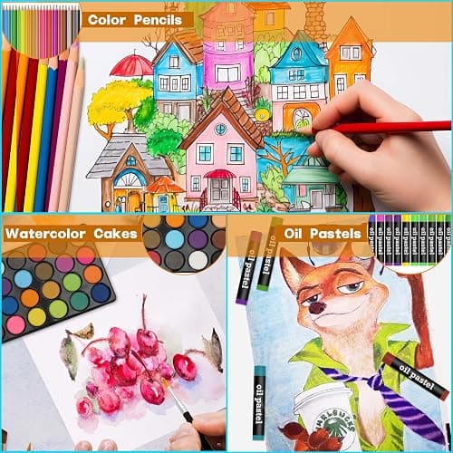 Halobios Professional Art Set, 144 Deluxe Aluminium Case Painting Set with Watercolour Pens Drawing Pencils Paints Oil Pastels, Premium Colouring Drawing Art Supplies Case Gift for Artists Adult thumbnail 5