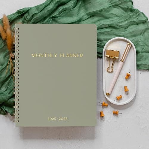 Beautiful 2025-2026 Monthly Planner and Calendar Book - Aesthetic To Do List Notebook For Women to Easily Organize Your Tasks and Boost Productivity - Runs From April 2025 Until December 2026 - Sage thumbnail 6