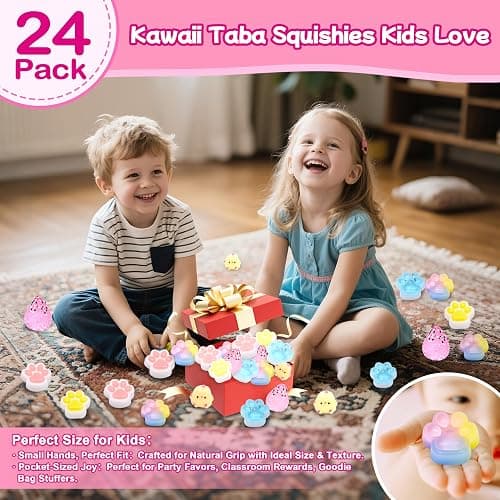 Taba Squishy Pack – 24 pack Taba Squishies with 50 Stickers, Squishy Toys Birthday Party Favors for Kids 4-8 8-12, Treasure Box Toys fidgets for Classroom ,Xmas Stocking Stuffers,Goodie Bags Stuffers thumbnail 3