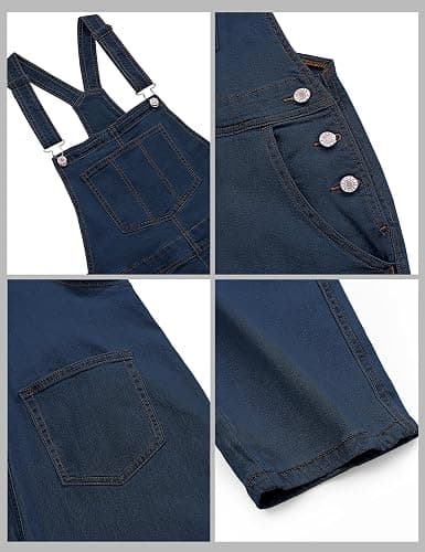 luvamia Women's Casual Stretch Adjustable Denim Bib Overalls Jeans Pants Jumpsuits thumbnail 6
