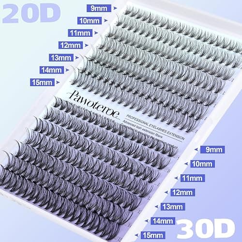 Pawotence Lash Extension Kit DIY 280pcs Individual Lash Clusters Kit 20D&30D Natural 9-15mm Cluster Eyelash Extensions Kit with Lash Bond and Seal, Tweezers for Self Use (20D&30D, 0.07D, 9-15mm, Kit) thumbnail 6