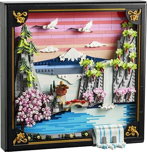 LEGO Art Japanische Kirschblütenlandschaft - DIY Set - Bauset für Erwachsene - 3D Wandkunst im Rahmen mit dem Fuji-Berg, Sakura (Kirschblüten) und Wasserfall - Geschenk für Männer und Frauen - 31218 thumbnail 10