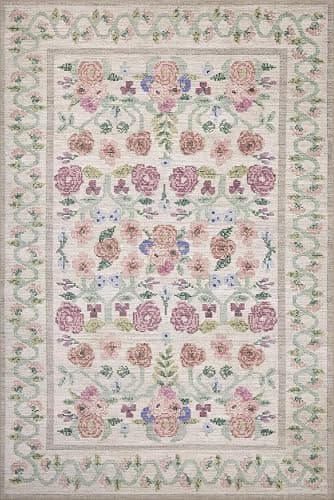 Loloi Rifle Paper Co. Rosa Collection RSA-01 Ivory 5'-0" x 7'-6" Area Rug thumbnail 5