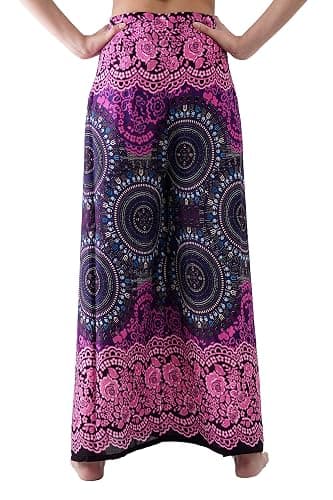 B BANGKOK PANTS Women's Boho Palazzo Pants Wide Leg Yoga Wrap Tie Up Waist thumbnail 5