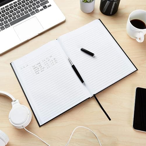 Amazon Basics Professional Hardcover Writing Journal for Journaling and Note Taking, Sturdy, Perforated Pages, 10.5 x 7.5 inches, Black, 2-Pack thumbnail 2