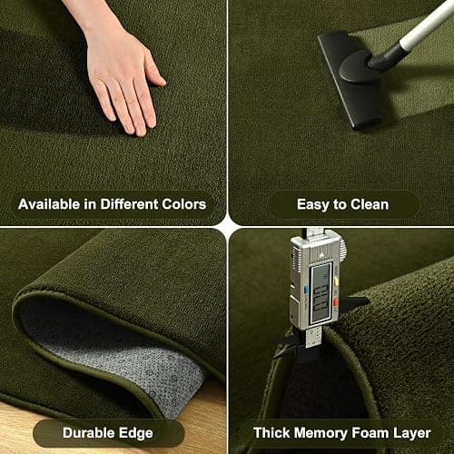 Amearea Modern Area Rugs for Bedroom Living Room, 4x6 Feet Olive Green Thickened Memory Foam Rug, Fluffy Indoor Washable Rugs Non Slip Minimalist Carpet for Kids Boys Girls Dorm Nursery Room Decor thumbnail 6