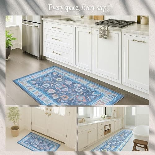 Fame Rugs Blue Modern Oushak Rug 2'5x13, Vintage Turkish Colorful Oriental Antique Inspired Long Runner Rugs, Luxury Living Room Bedroom (387BNB, 2'5 x 13'1) thumbnail 5