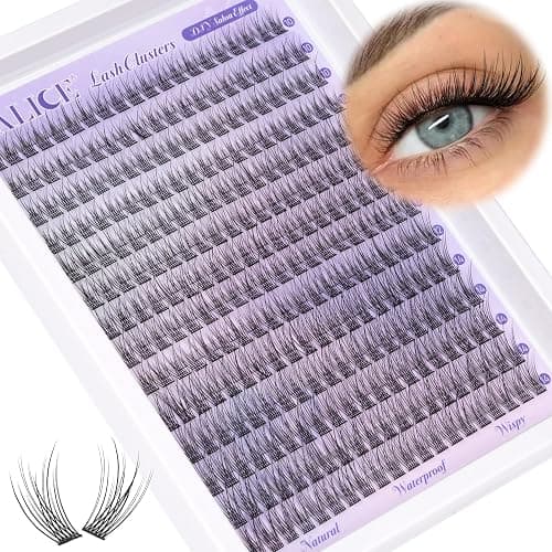 Natural Lash Clusters Wispy Lash Extensions Short 10-14mm DIY Cluster Eyelash Extension C Curl 280pcs Soft Thin Band Individual Lashes by ALICE - Image 1