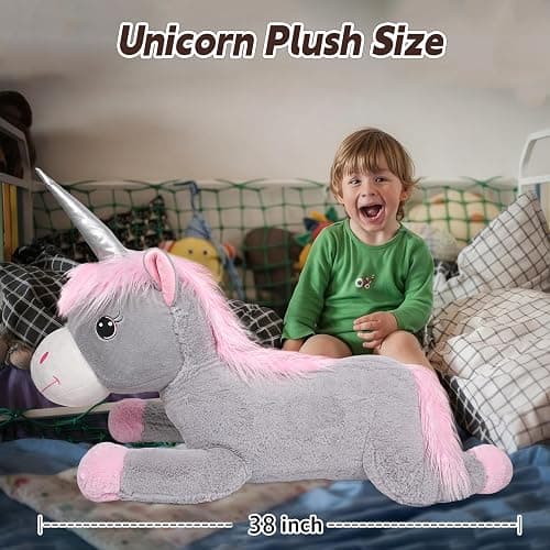 ZBLX Giant Unicorn Stuffed Animal, 38 inch Big Stuffed Animal, Large Cute Plush for Kids Boys Girls Birthday Gifts (Unicorn) thumbnail 2