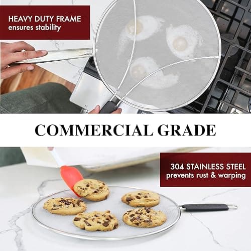 BergKoch Splatter Screen for Frying Pan - 13 Inch Stainless Steel Grease Splatter Guard - Cover Oil Splash when Sizzling Bacon, Cooking Fried Chicken or Popcorn thumbnail 6