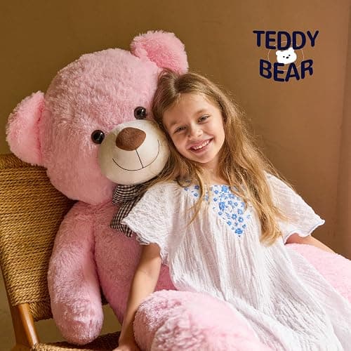 47 inch Big Giant Teddy Bear Stuffed Animals, Pink Soft Plush Life Size Bear Toy All Ages Gift for Children/Girlfriend/Valentine's Day/Christmas/Birthday/Baby Shower/Wedding/Party Decorations thumbnail 5