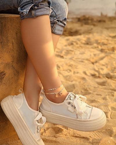 Wremily Initial Ankle Bracelets for Women Waterproof 14K Gold Plated Dainty Layered Figaro Chain Letter Initial CZ Heart Ankle Bracelets Set Summer Beach Jewelry for Women thumbnail 7