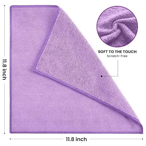 SIFANGKE Microfiber Cleaning Cloth, 12 Pack Purple Cleaning Rags for Housekeeping, Reusable Microfiber Towels for Car, Kitchen, Bathroom and Household Cleaning Supplies, 11.8"X11.8" thumbnail 2