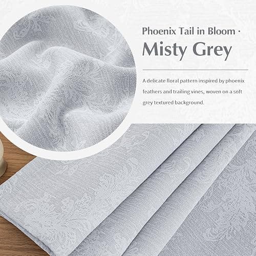 FMFUNCTEX Grey Floral Jacquard Blackout Curtains 84 Inches Long for Bedroom, Scroll Flower Chenille Farmhouse Curtains for Living Room Darkening Thermal Insulated Grommet Window Drapes 2 Panels thumbnail 4