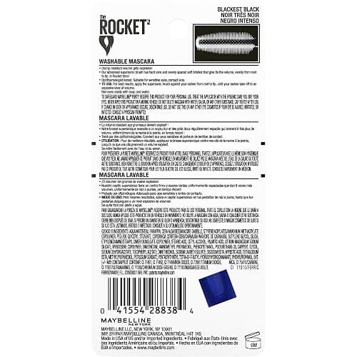 Maybelline Volum' Express The Rocket Volumizing Washable Mascara, Blackest Black, 1 Count thumbnail 3