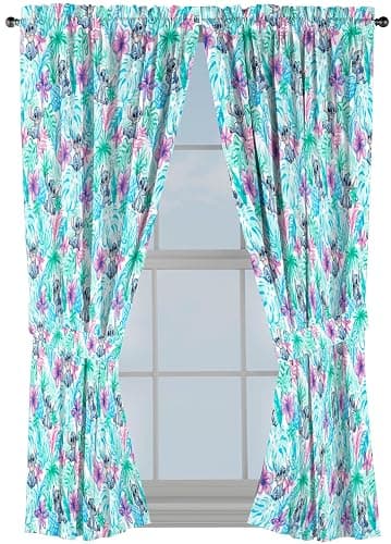 Jay Franco Window Curtains for Kids Bedroom 4-Piece Drape Set with 2 Tiebacks, Blue - Lilo & Stitch, 42" W x 63" L (Pack of 2) - Image 1