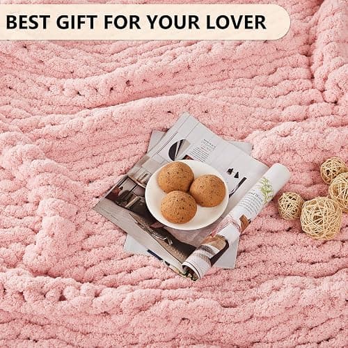 L'AGRATY Chunky Knit Blanket Throw - Soft Chenille Yarn Throw Blanket 50x60: Handmade Thick Cable Knit Crochet Blanket - Large Knit Blanket Chunky Rope Knot Throw Blanket for Couch Sofa Bed Home Decor thumbnail 6