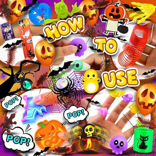 600Pcs Halloween Party Favors for Kids, Bulk Fidget Toys, Non-Candy Treats | Halloween Goodie Bag Stuffers for Classroom Treasure Boxes, Carnival Prizes and School Rewards thumbnail 4