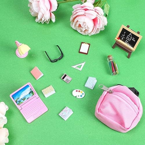 SOTOGO 34 Pieces Doll House School Supplies Mini School Accessories Dollhouse Toy Home Miniature Model DIY Doll Accessories - A Doll School Accessories thumbnail 2