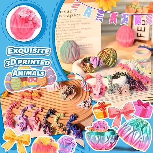 Cybermaker 12pcs 3D Printed Animals Figures Toys, Prefilled Eggs with Rainbow Dragons Inside for Party Favors, Classroom Prizes, Goodie Bag Fillers, Collectible Gifts for Kids thumbnail 4