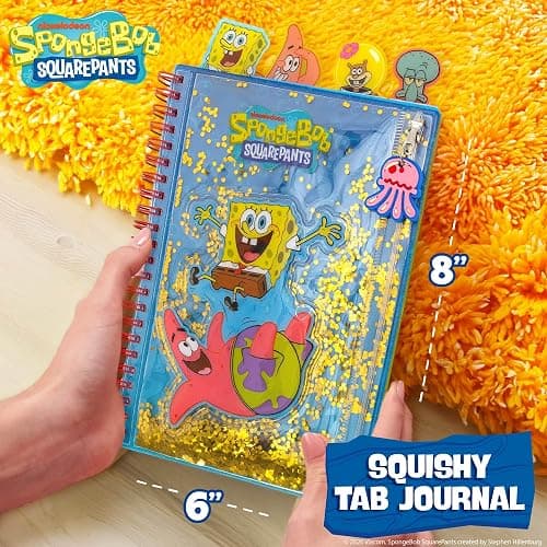 SpongeBob SquarePants™ Squishy Tab Journal, 6 x 8 in. Fidget Notebook With Interactive Tactile Liquid Cover, 4 Tab Dividers, 80 Lined Sheets, Great SpongeBob School Supplies or Office Stationery thumbnail 2