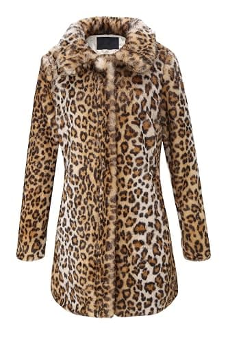 Bellivera Womens Leopard Print Fleece Coat, Spring and Winter Fashion Fuzzy Jacket Faux Fur Fluffy Cardigan Overcoat thumbnail 7