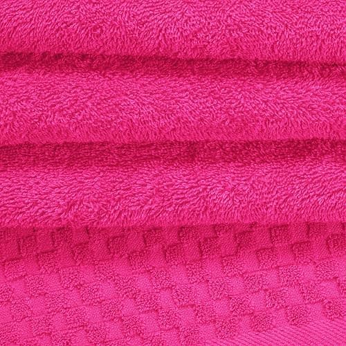 MyOwn Premium Cotton 6 Pack Towel Set for Bathroom, Contains 2 Bath Towels 28x55 inch, 2 Hand Towels 16x24 inch & 2 Wash Coths 12x12 inch, Ideal Everyday use, Compact & Lightweight - Hot Pink thumbnail 4