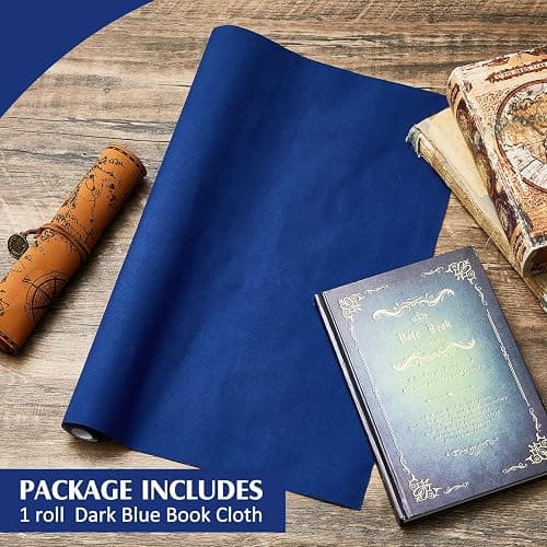 PerKoop Book Cloth for Book Binding 40 x 16 Inch Fabric Surface Paper Backed Bookcover Archival European Durable Strong Bookbinding Supplies Cover Books Album Scrapbooking (Dark Blue) thumbnail 2