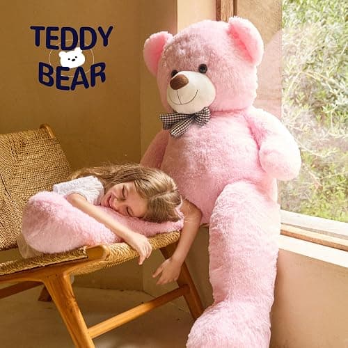 47 inch Big Giant Teddy Bear Stuffed Animals, Pink Soft Plush Life Size Bear Toy All Ages Gift for Children/Girlfriend/Valentine's Day/Christmas/Birthday/Baby Shower/Wedding/Party Decorations thumbnail 6