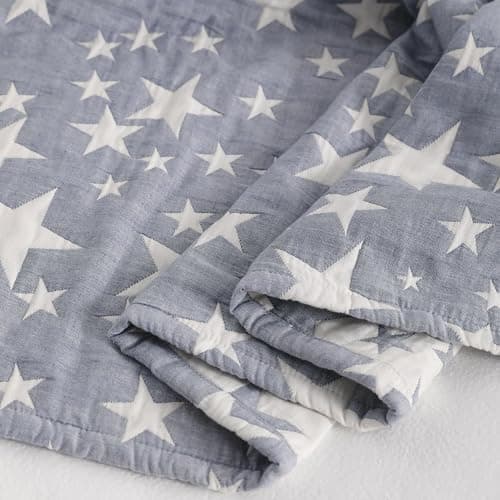 NTBAY 3 Layer Toddler Blanket, Muslin Cotton Jacquard Bed Blankets, Lightweight Thermal Baby Blanket, Super Soft and Warm Crib Blanket for All Seasons, Decoration Gift, 30"x40", Blue thumbnail 5