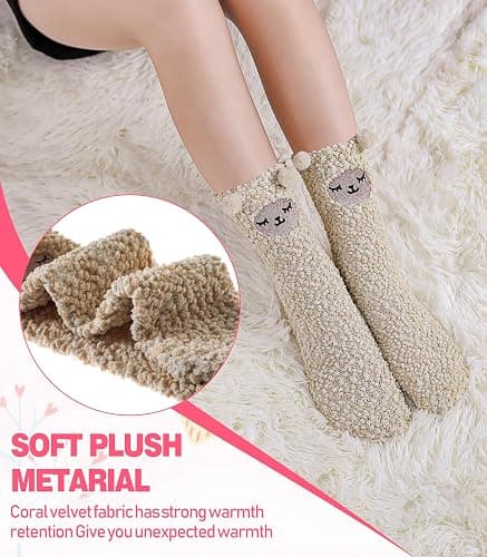 DYW Fuzzy Socks for Women Soft Cozy Fluffy Winter Warm Slipper Socks Home Sleeping Animal Socks thumbnail 7
