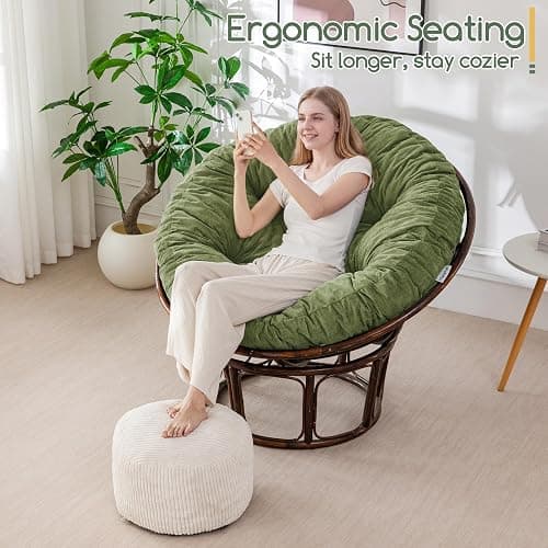 HIGOGOGO Papasan Chair Cushion with Thick Corduroy Cover (Without Chair), Soft Supportive Cushion, Green, 48 x 48 Inch thumbnail 9