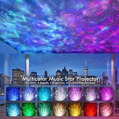 Rossetta Galaxy Projector, Star Projector for Bedroom, Night Lights for Kids Room with White Noise, Bluetooth Speaker, Timer and Remote, Room Decor, Gifts for Girls, Boys, Adults, Christmas, Birthday - White thumbnail 2