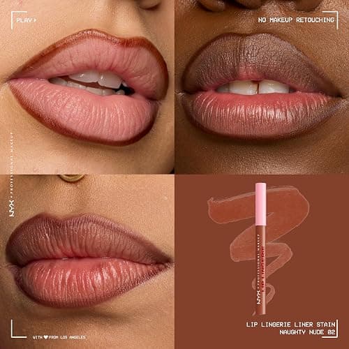 NYX PROFESSIONAL MAKEUP Lip Lingerie Liner Stain, Seamless Make Up with All-Day Color, Waterproof Lip Stain Finish - Naughty Nude (Warm Nude) thumbnail 3