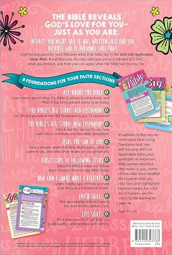 Tyndale NLT Girls Life Application Study Bible, TuTone (LeatherLike, Purple/Teal), NLT Bible with Over 800 Notes and Features, Foundations for Your Faith Sections thumbnail 2
