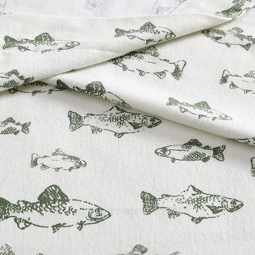 Eddie Bauer - Flannel Sheets Full Size, Anti-Pilling & Wrinkle Resistant Cotton, Touchably Soft for All-Season Comfort - Bed Sheets with Matching Pillowcases & Fitted Sheet (School of Fish Green) thumbnail 9