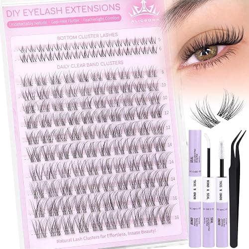 Natural Lash Clusters Kit Wispy Eyelash Clusters Kit with Bottom Eyelashes C Curly Lash Extension Kit with Invisible Band DIY Individual Lashes Kit with Lash Bond and Seal 132Pcs thumbnail 7
