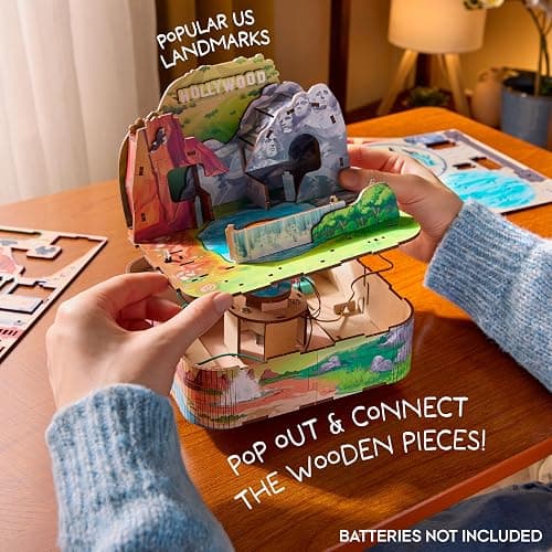 Arkitec – 3D Build Miniscape Series – Easy Model Building – 3D Puzzle with LED Lights and Movement – Desk and Shelf Decor – Arts and Crafts for Kids Ages 12+ – US Landmarks thumbnail 3