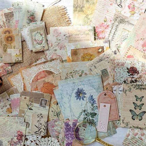 Wmhanler 460 Sheets Vintage Scrapbook Papers Journaling Scrapbooking Supplies Kit junk journal supplies Decorative Craft Paper for Planner, Bullet Journal Collage Card Embellishment Retro Crafts thumbnail 5