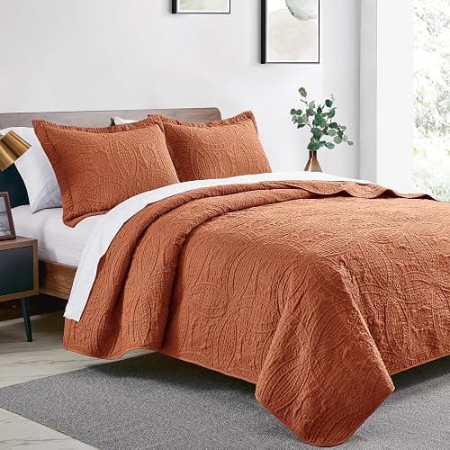 Love's cabin Quilts for Queen Bed Umber Bedspreads - Soft Bed Summer Lightweight Bedspread Comforter - Modern Style Coin Pattern Coverlet for All Season - 3 Pieces (1 Quilt, 2 Pillow Shams) thumbnail 2