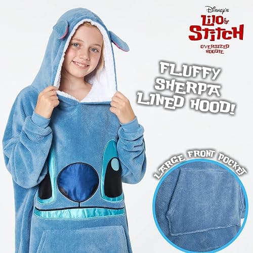 Disney Stitch Blanket Hoodie for Kids Cozy Fleece Wearable Blanket Stitch Gifts thumbnail 4