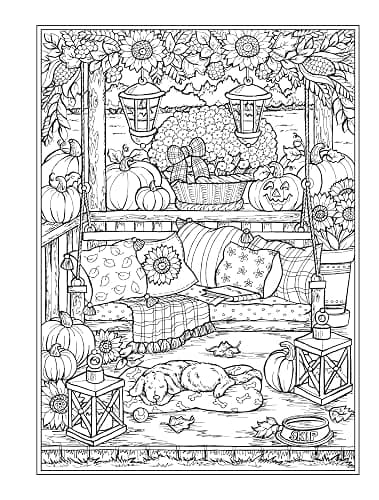 Creative Haven Autumn Harvest Coloring Book (Adult Coloring Books: Seasons) thumbnail 12