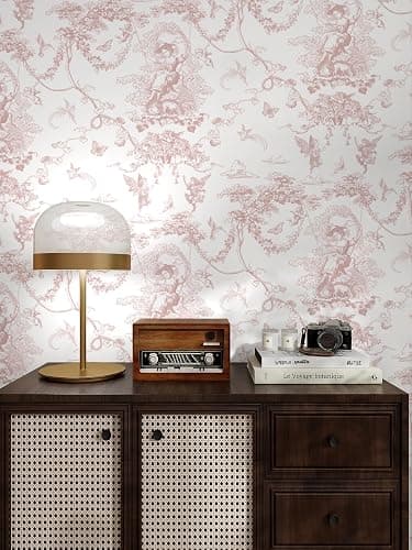 Timeet Peel and Stick Wallpaper Pink and White Self Adhesive Wallpaper Cupid Manor Painting 41x300CM Waterproof Vinyl Wrap Sticky Back Wallpaper for Living Room Bedroom Wall Cabinet Shelf thumbnail 9