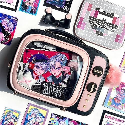 fancybag Women TV Shape Ita Bag Pink Television Shoulder Bag Design Ita Backpack Unique female Clear Window Anime Pins Display Crossbody Bag thumbnail 2