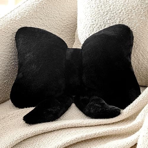 Novohive Bow Pillow Throw Pillows Butterfly Shaped Decorative Cute Pillows for Bed Sofa Cute Home Decor,Black 10 * 8inch - Image 1