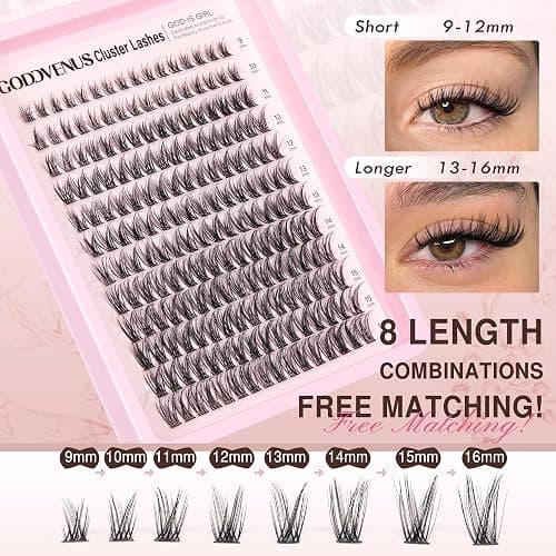Goddvenus Lash Clusters Kit Wispy Lash Extension Kit Waterproof Lashes Clusters DIY Eyelash Clusters Kit with Natural Individual Eyelashes, Lashes Glue Bond and Seal and Lash Tweezers (D Curl 192pcs) thumbnail 7