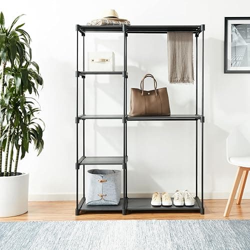 SONGMICS Portable Closet, Freestanding Closet Organizer, Clothes Rack with Shelves, Hanging Rods, Storage Organizer, for Cloakroom, Bedroom, 44.1 x 16.9 x 65 Inches, Black URYG24BK thumbnail 10
