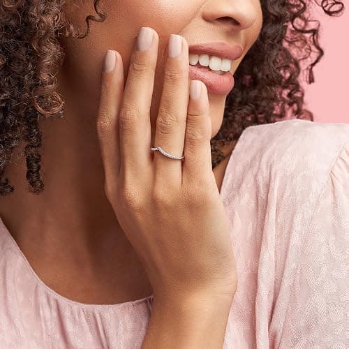 PANDORA Sparkling Wishbone Ring - Stackable Rose Gold Ring for Women - Gift for Her - With Gift Box thumbnail 3