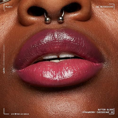 NYX PROFESSIONAL MAKEUP Butter Gloss, Non-Sticky Lip Gloss - Strawberry Cheesecake (Warm Pink) thumbnail 7